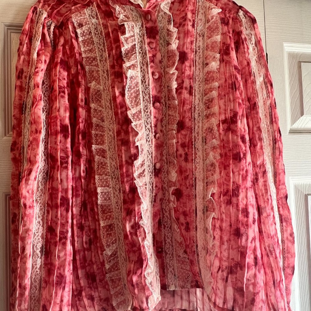 Pink Floral Lace Blouse